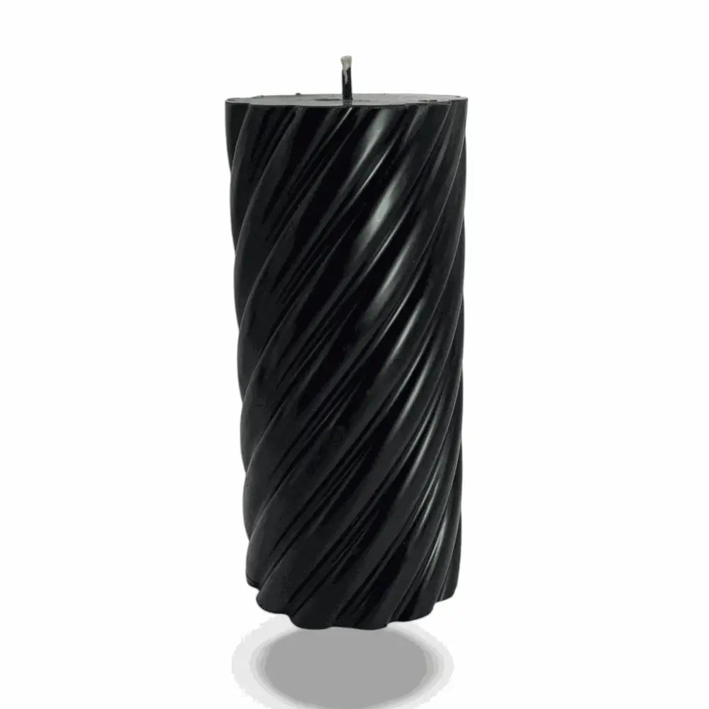 450g Spiral Column Black Vanilla Scented Soy Pillar Candles