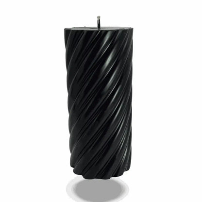450g Spiral Column Black Vanilla Scented Soy Pillar Candles