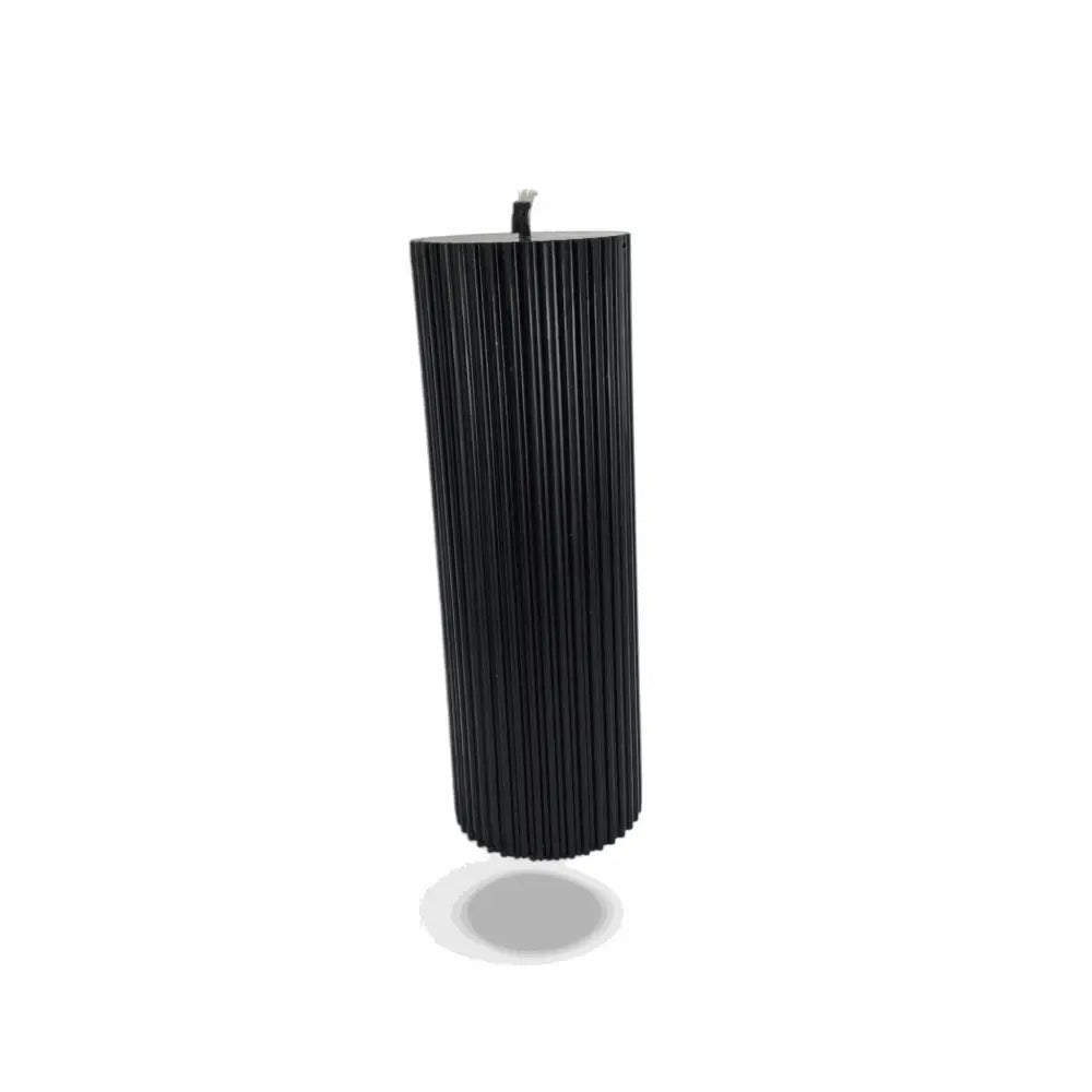 240g Ribbed Column Black Vanilla Scented Soy Pillar Candles