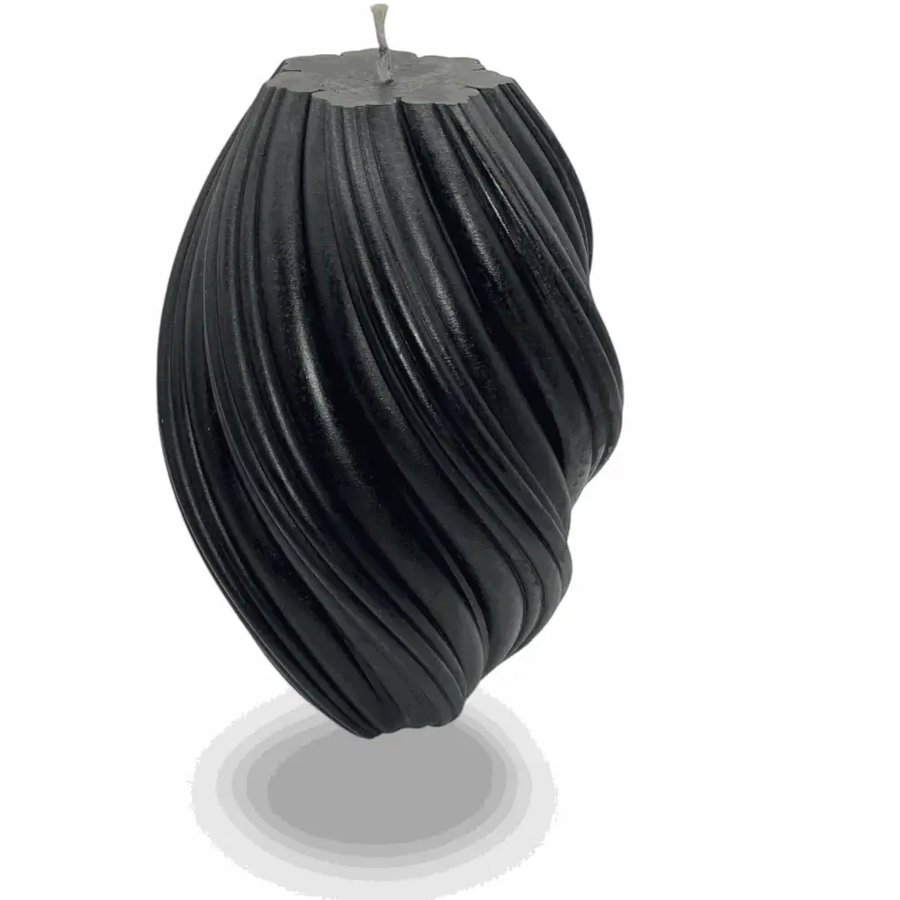 915g Large Swirly Black Vanilla Scented Soy Pillar Candles