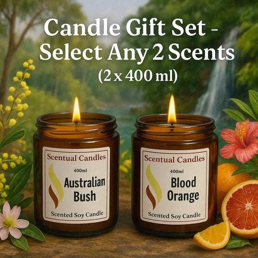 Candle Gift Set - Select Any 2 Scents (2 X 400ml) Australian Bush & Blood Orange