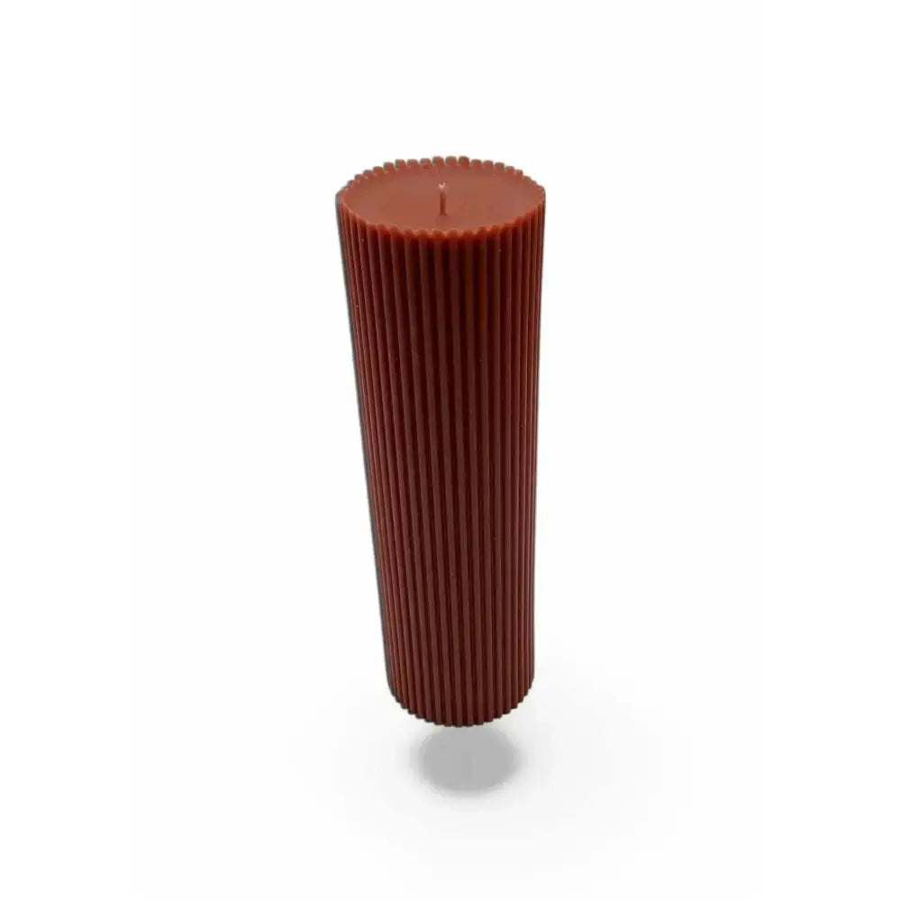 Caramelised Fig Scented Soy Pillar Candle, ribbed column design, 450g, warm fruity aroma.