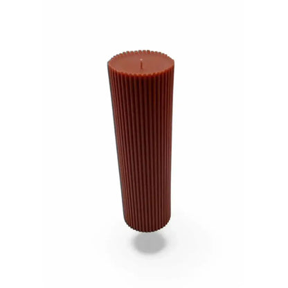 Caramelised Fig Scented Soy Pillar Candle, ribbed column design, 450g, warm fruity aroma.