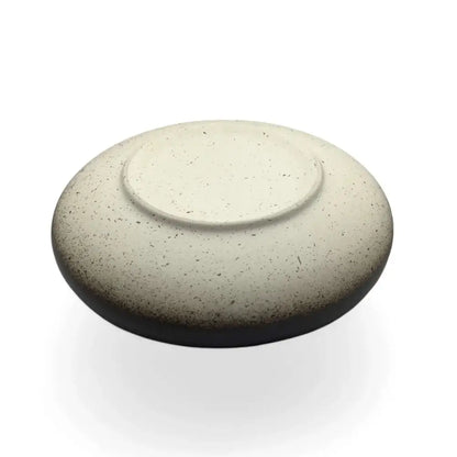 Ceramic Candle Holder Plate 14cm in black with beige accent, sleek and sturdy design.