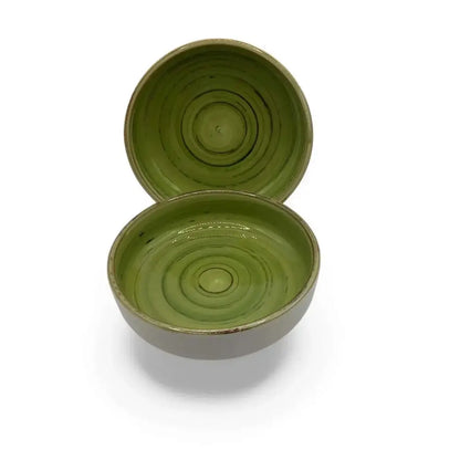 Green ceramic candle holder plates, 9cm round, elegant and durable design.