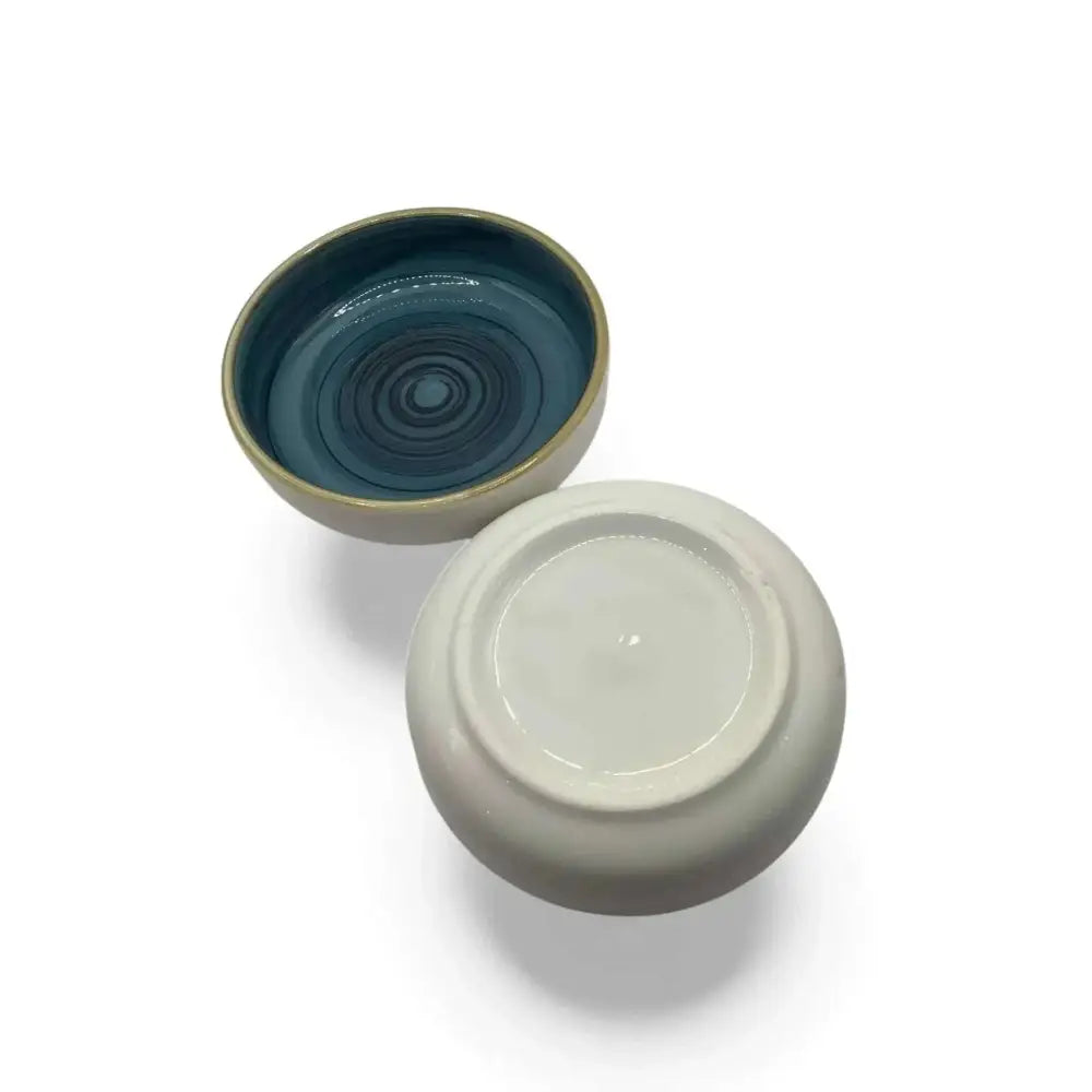 Ceramic Candle Holder Plates 9cm with stylish design, showcasing one with blue accent and another in plain white, offering elegance and stability for home decor.