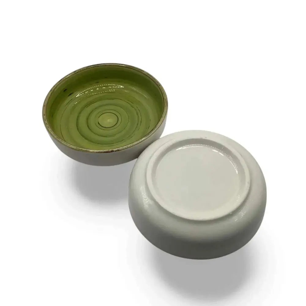 Ceramic candle holder plates 9cm, green accent, high-quality heat-resistant design.