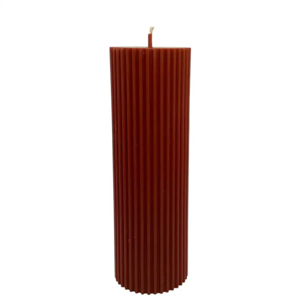 Chocolate candles scented soy ribbed column pillar
