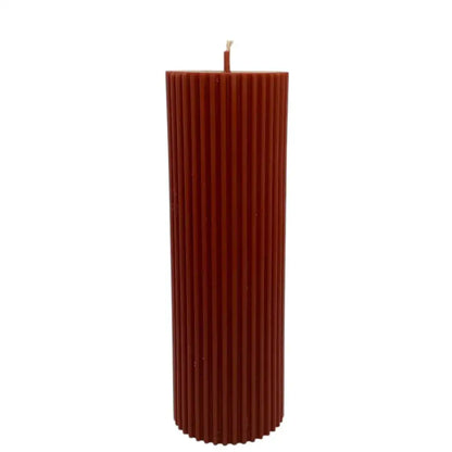 Chocolate candles scented soy ribbed column pillar