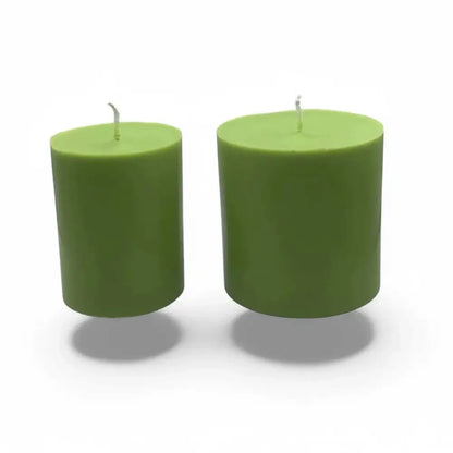 Fruit Scented Soy Candles Set of 2, green color, different sizes, against a white background.