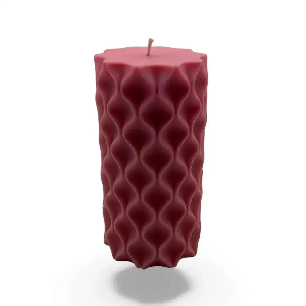 Honeysuckle scented soy wavy candle with artistic charm, 13cm tall.