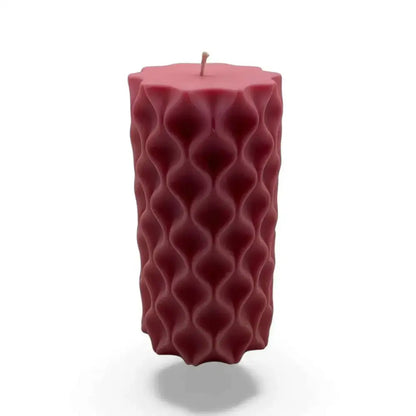 Honeysuckle Candles scented soy pillar with elegant textured design, handcrafted in Sydney, evokes floral and fruity bliss.