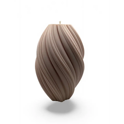 Beige Large Pillar Candle Swirly Shape