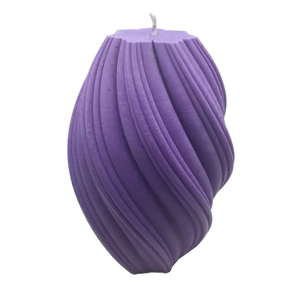 Lavender Pillar Candle Swirly Shape