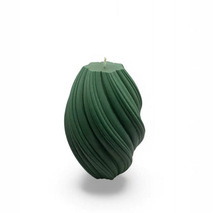 Green Large Pillar Candle Swirly Shape