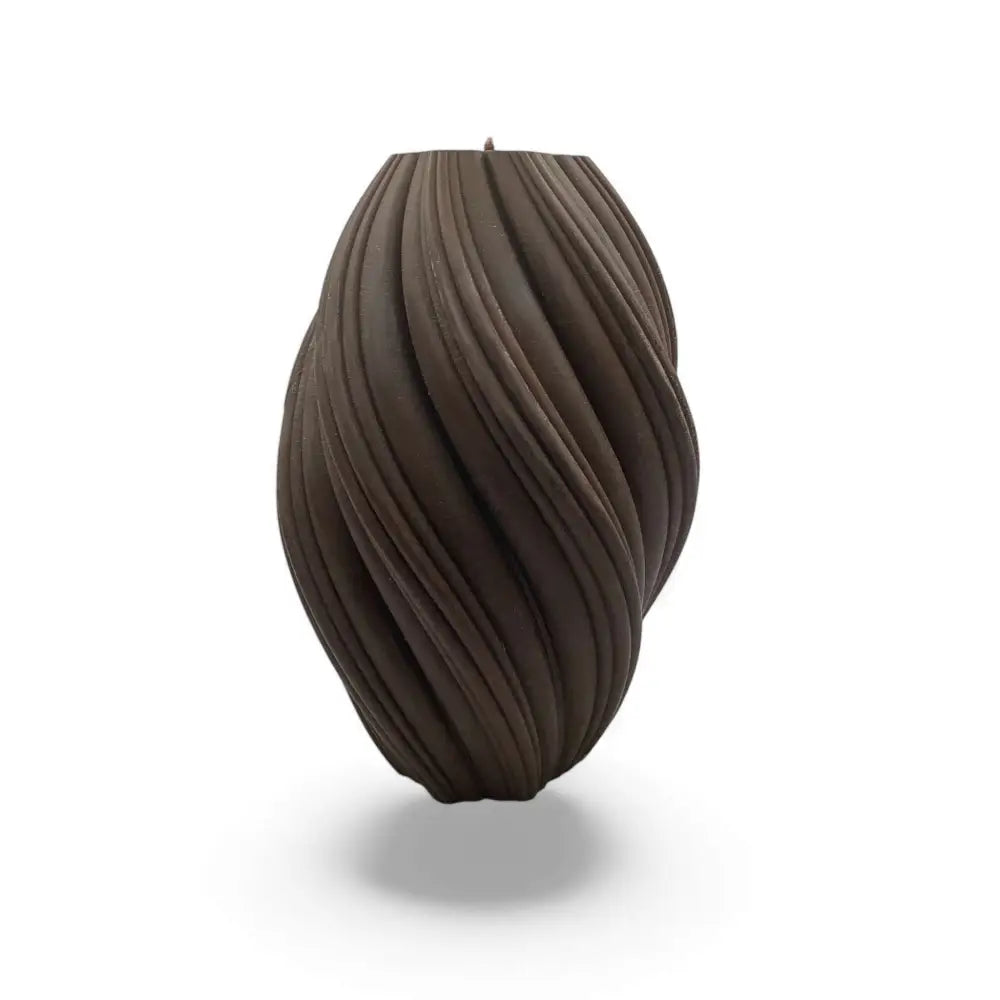 Dark Brown Large Pillar Candle Swirly Shape