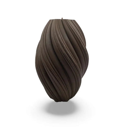 Dark Brown Large Pillar Candle Swirly Shape