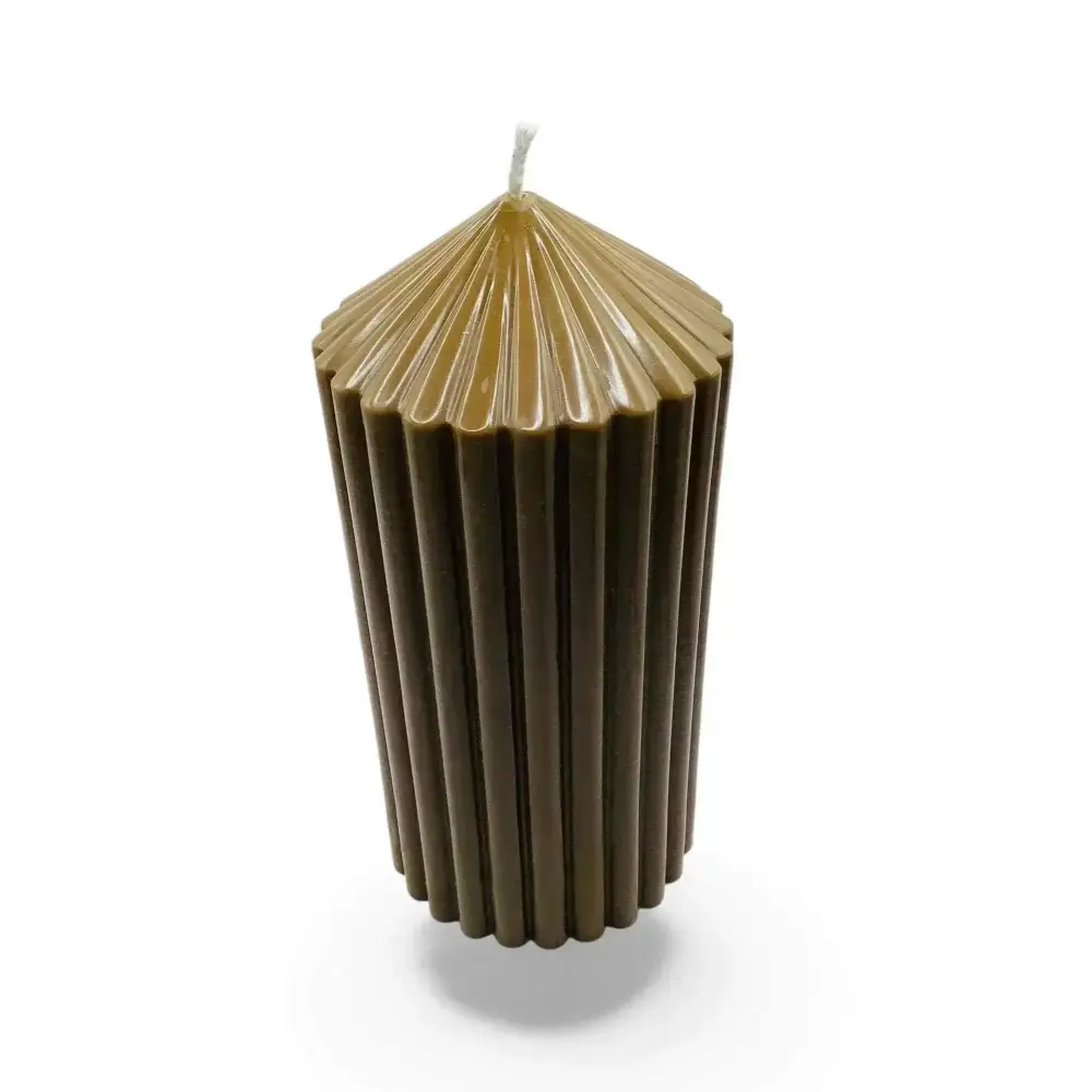 Dark brown ribbed candle from the Lime & Sandalwood Soy Candle Gift Set.
