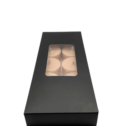 Box of 10 Scented Tealight Candles with window display, ideal for adding ambiance and fragrance to your space.