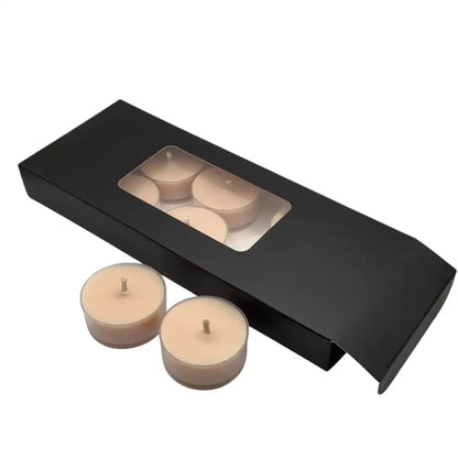 Scented Tealight Candles - 10 Pack Box - in a black box on white background