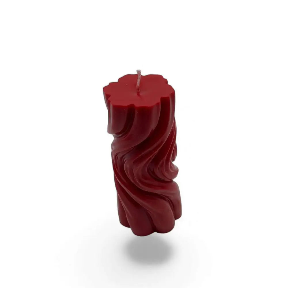 Vanilla Cinnamon Scented Soy Wavy Pillar Candle with unique texture, crafted for a warm and inviting ambiance.