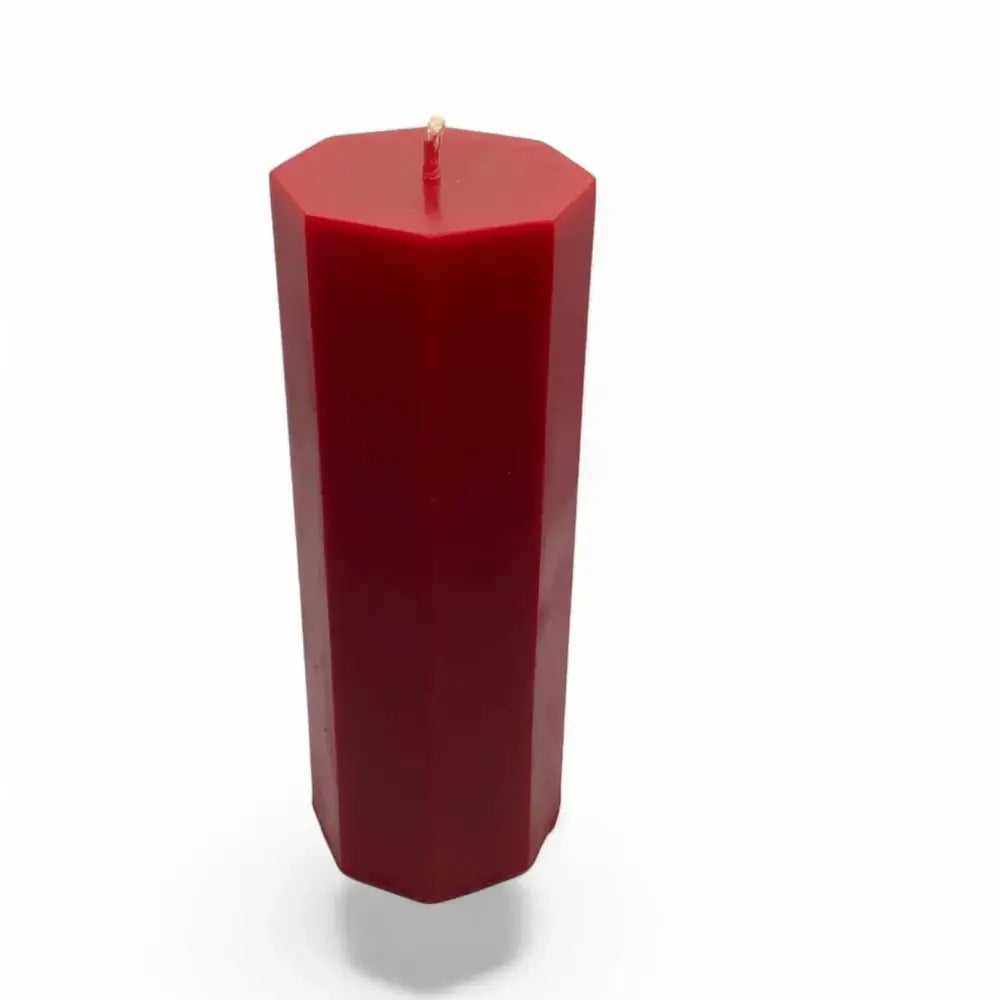 Red Vanilla Cinnamon Scented Soy Hexagon Pillar Candle