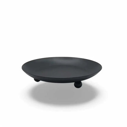 Round Wrought Iron Candle Holder in matte black, minimalist Nordic design.