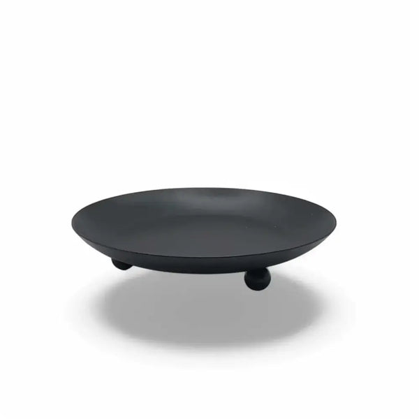 Round Wrought Iron Candle Holder in matte black, minimalist Nordic design.
